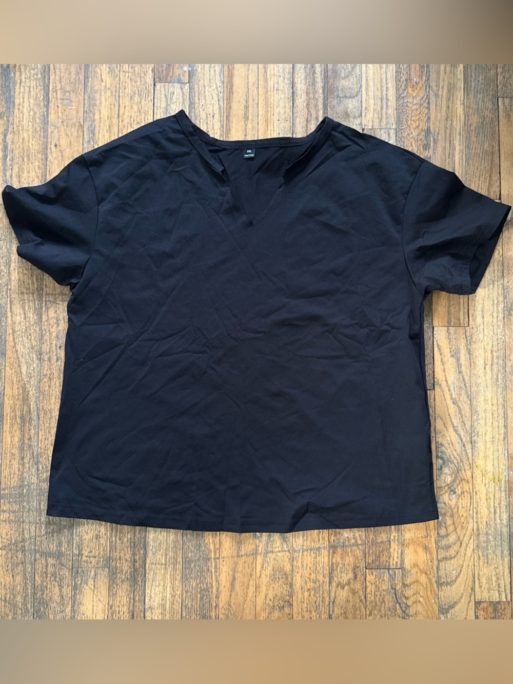 SHEIN Black Short Sleeve V-Neck Tee